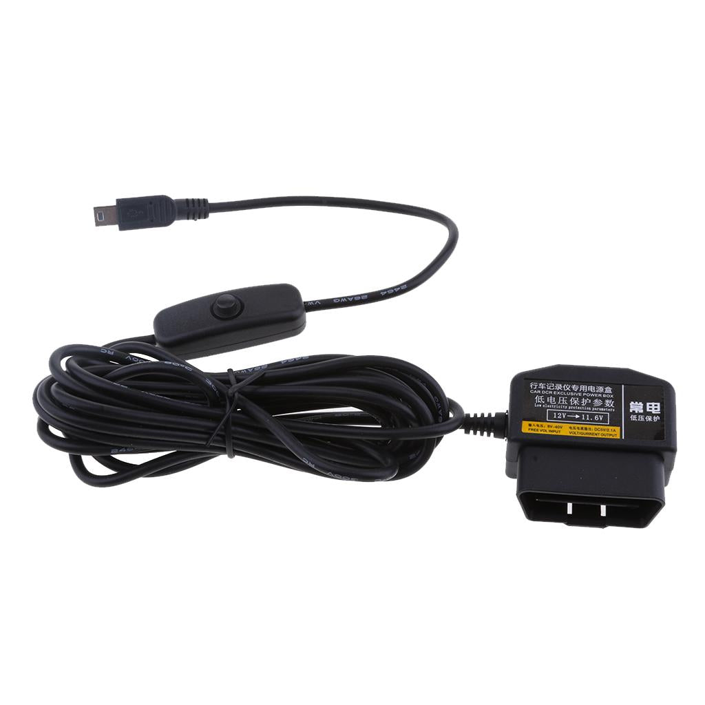 2Pieces 12/24V to 5V Car Dash Cam Hardwire Adapter Cable DVR OBD Buck Line