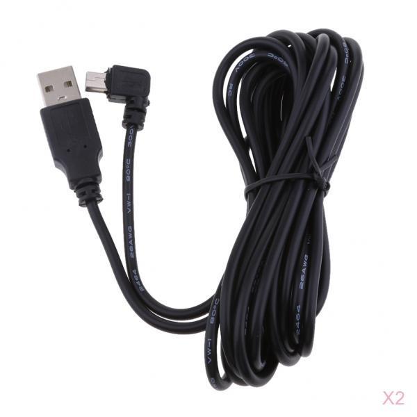 2Pieces 5V 2A Mini USB Charger Cable 90 Degrees Angle DVR GPS Charging Cable