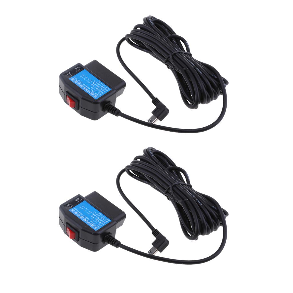2Pieces 12V/24V to 5V 3A Car OBD Cable Power Regulator for DVR GPS