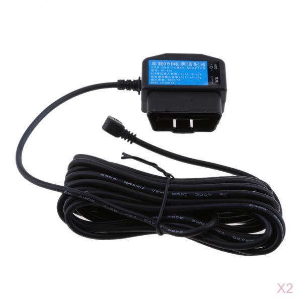 2Pieces 12V/24V to 5V 3A Car OBD Cable Power Regulator for DVR GPS