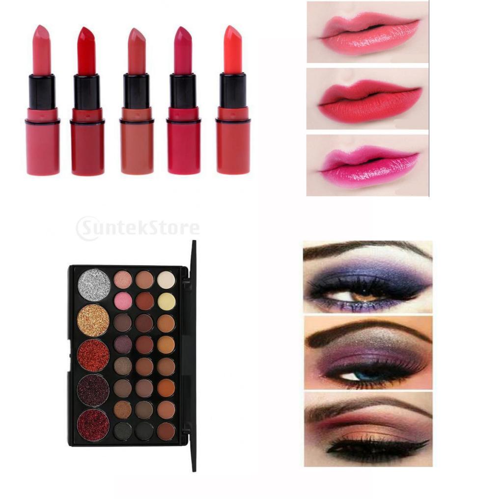 29 Colors Matte Shiny Sequins Eyshadow Makeup Palette & Multi-color Lipstick