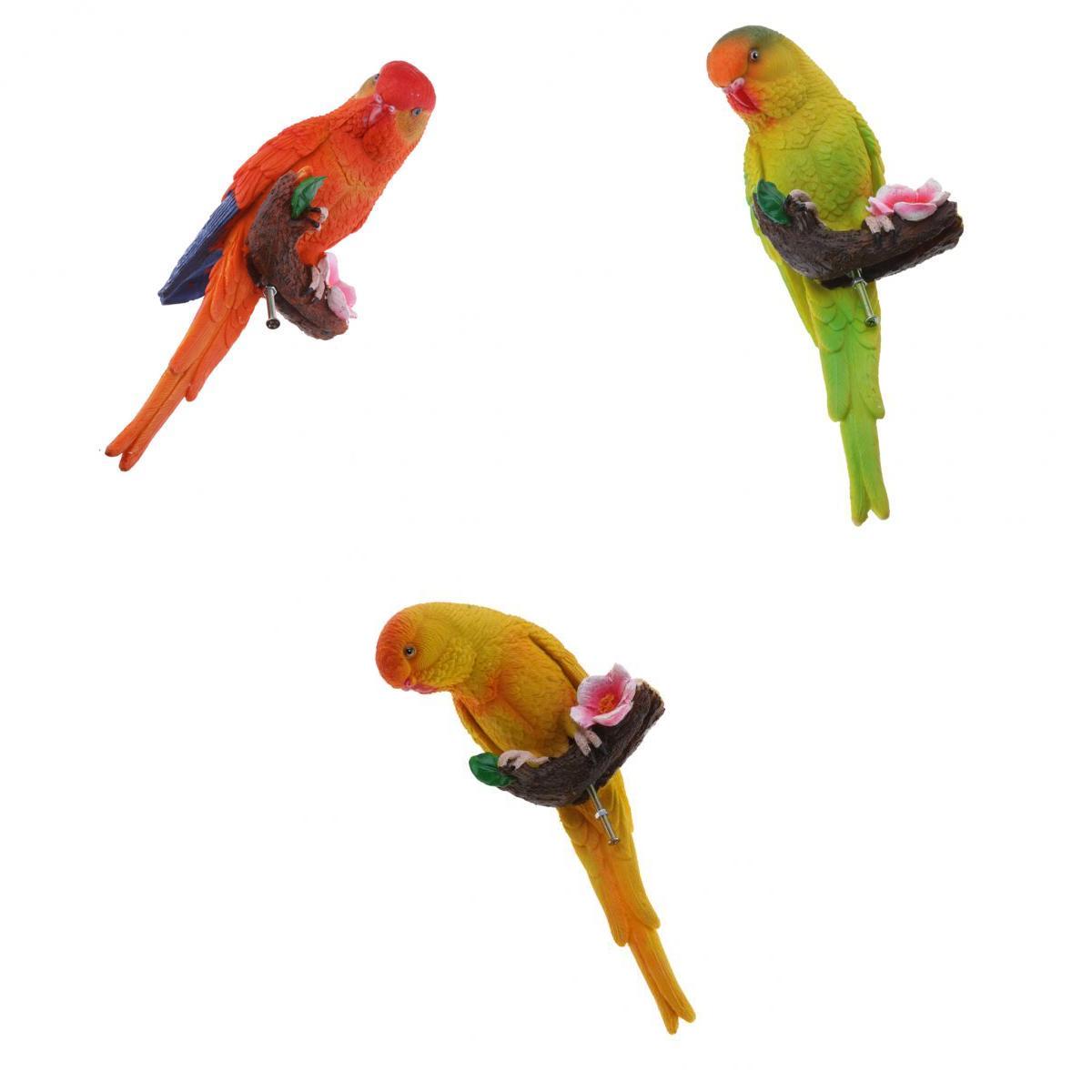 3Pcs Resin Parrots Budgerigar Birds Animals Ornaments Hanging Decorations