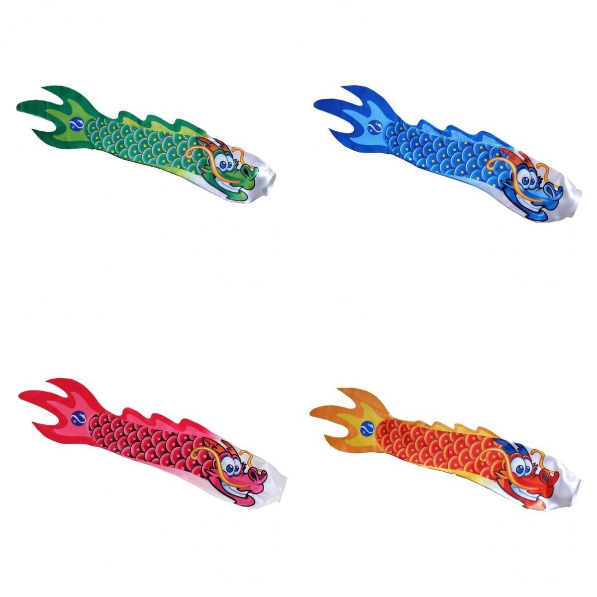 4Pcs Chinese Dragon Flag Outdoor Windsock Carp Streamer Hanging Decor