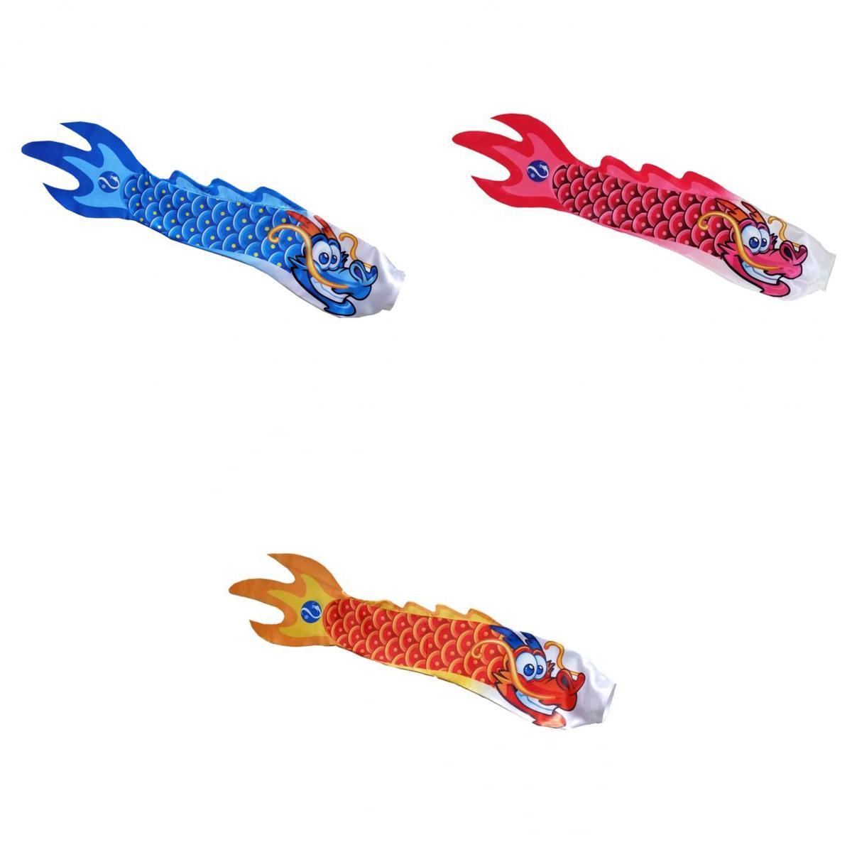 3Pcs Chinese Dragon Flag Outdoor Windsock Carp Streamer Hanging Decor