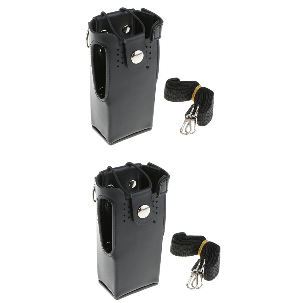 2Pieces PU Leather Case Carry Holder Holster for Motorola GP328 GP338 GP380
