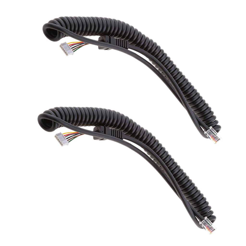 2Pieces Microphone Cable Cord For Yaesu FT7800/FT8800/FT8900/FT7900/FT1807