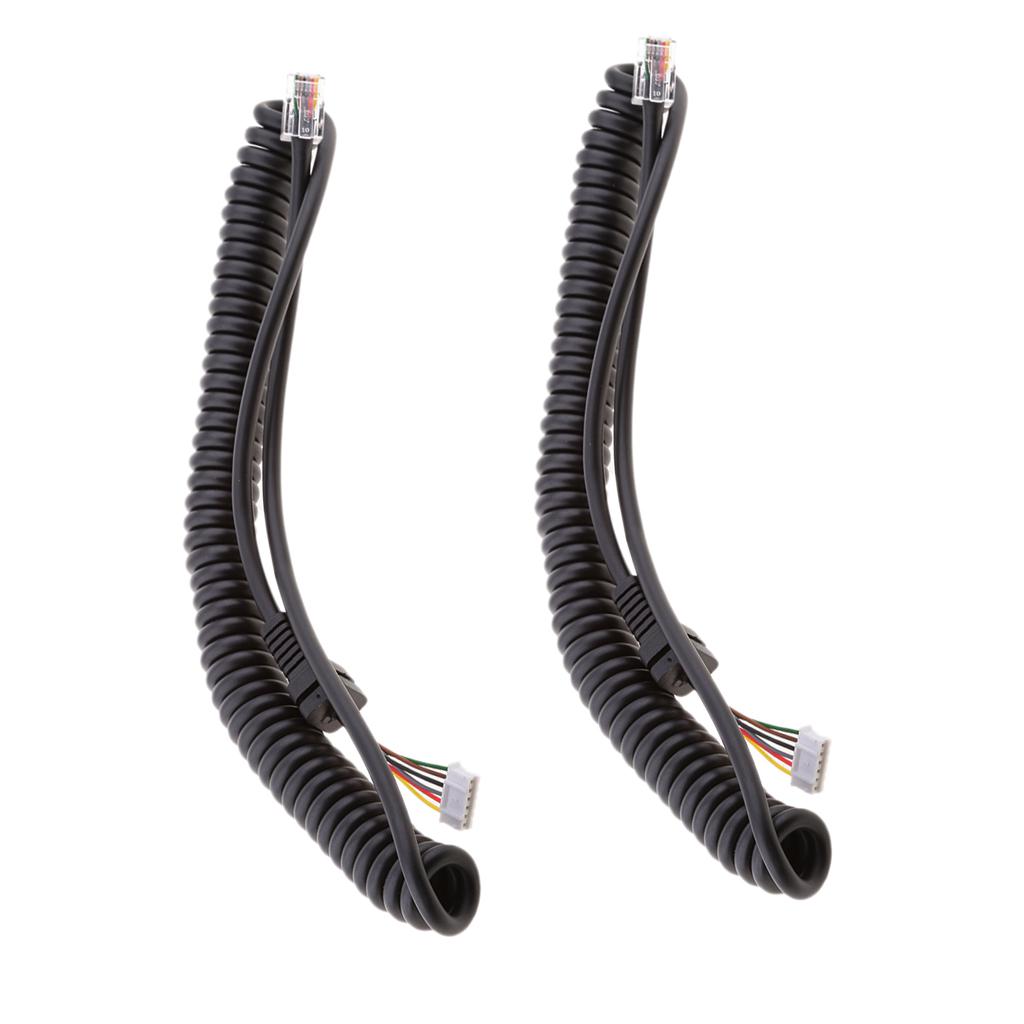2Pieces Microphone Cable Cord For Yaesu FT7800/FT8800/FT8900/FT7900/FT1807