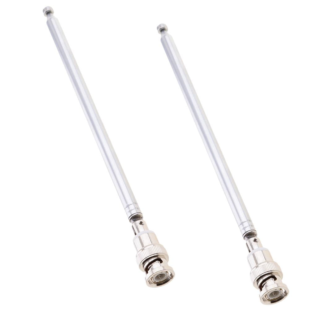 2Pieces 7 Sections Telescopic Antennas w/BNC Connectors for Radio Scanner