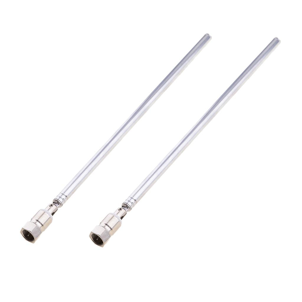 2Pieces Telescopic Aerial Antenna 7 Section F Type for TV AM FM Radio