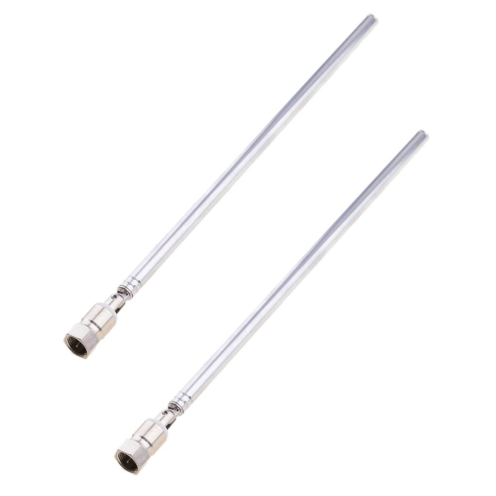 2Pieces Telescopic Aerial Antenna 7 Section F Type for TV AM FM Radio