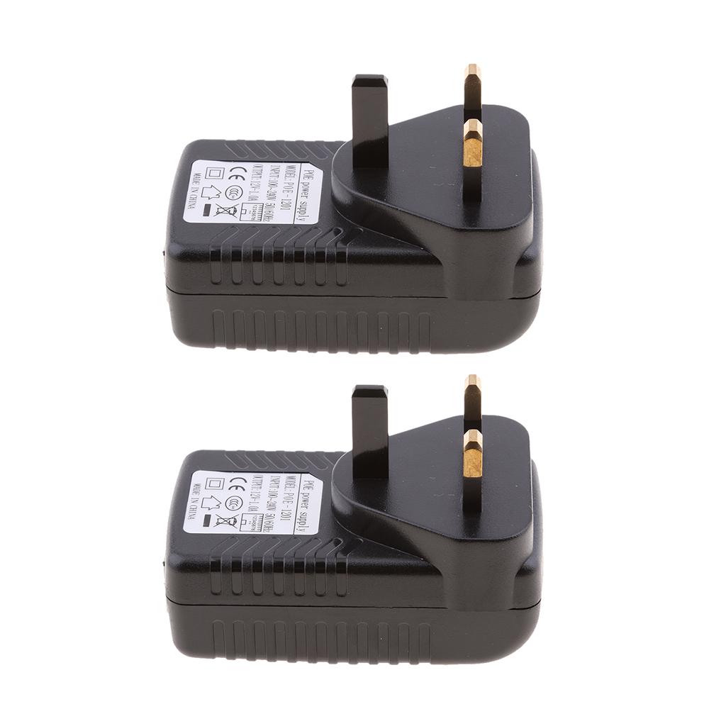 2Pieces UK Plug 12V 1A Poe Power Supply for Networking Switch Router