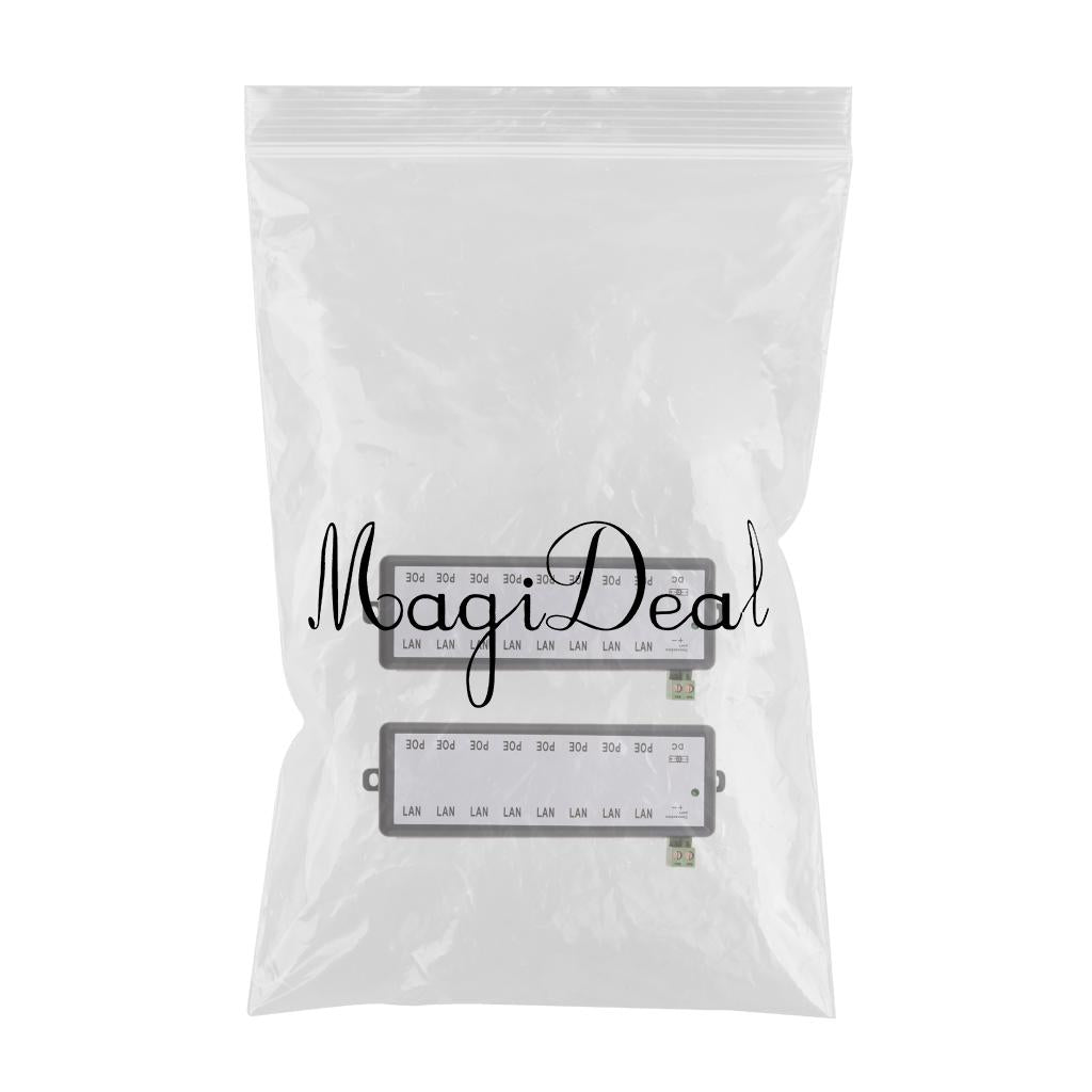 2Pieces 8 POE Ports 12-48V Injector Switch Passive Power Supply Module