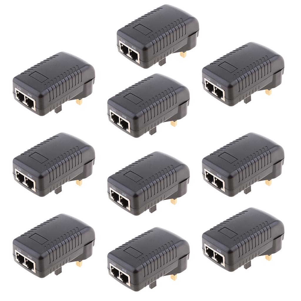 10Pieces UK Plug Poe Power Supply 48V 0.5A Over Ethernet Switch Router