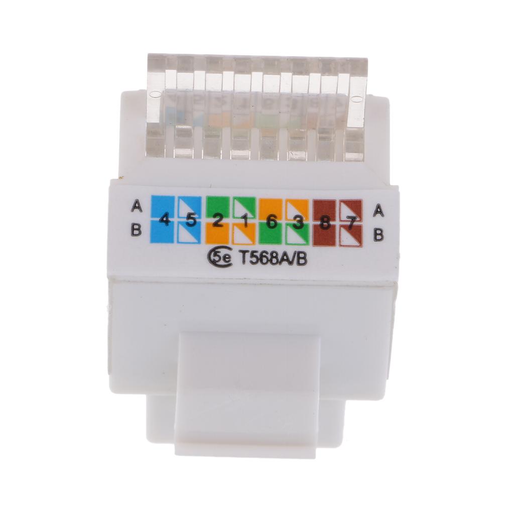 2Pieces Universal Jack Module Cat5e Network Plug Toolfree Inline White