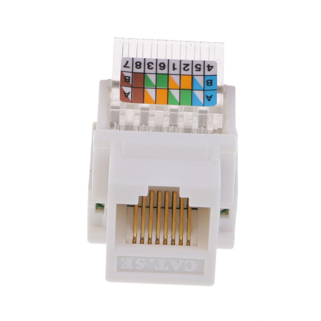 2Pieces Universal Jack Module Cat5e Network Plug Toolfree Inline White