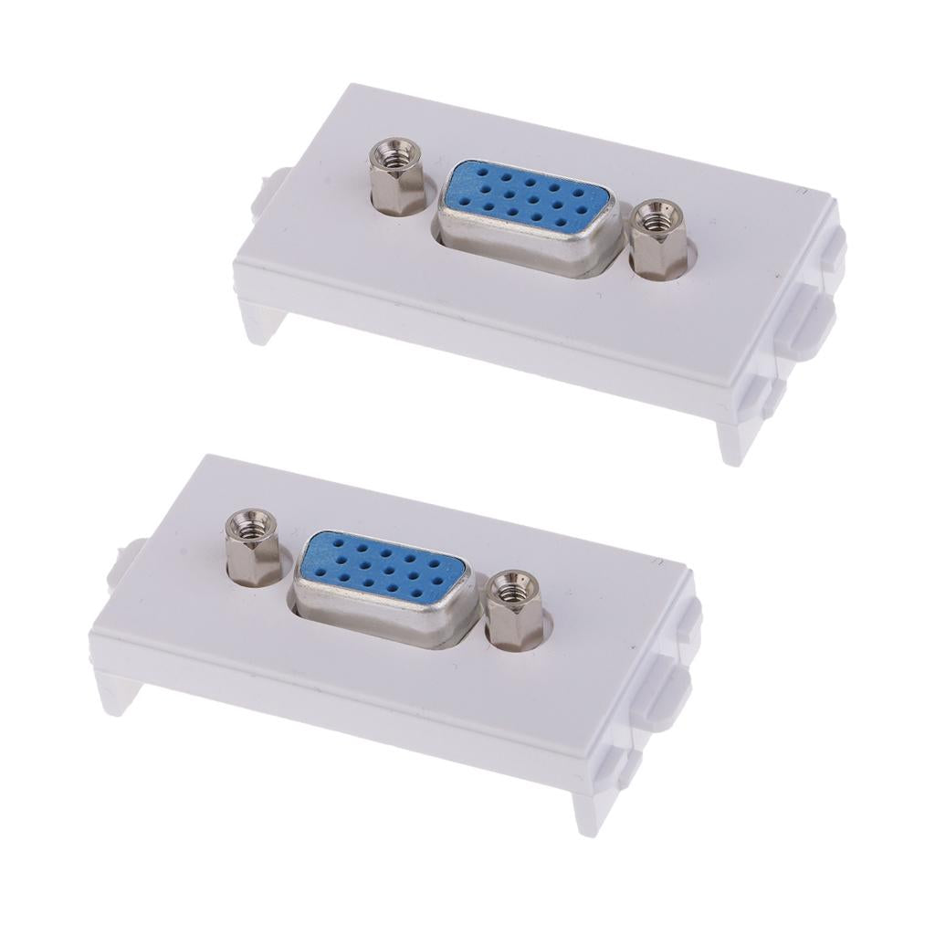2 Packs VGA Wall Socket Module Wallplate Plug with Frame Directly Plug Type