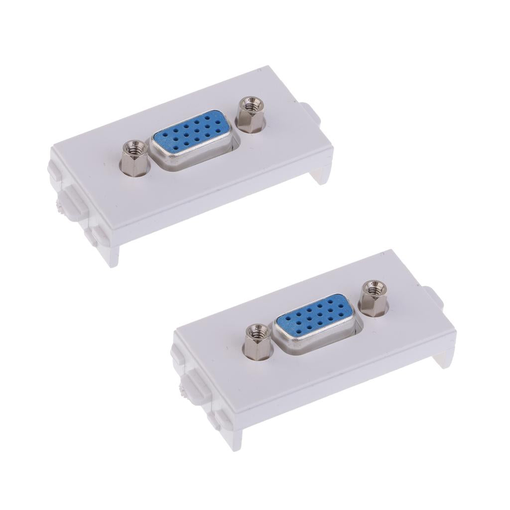 2 Packs VGA Wall Socket Module Wallplate Plug with Frame Directly Plug Type