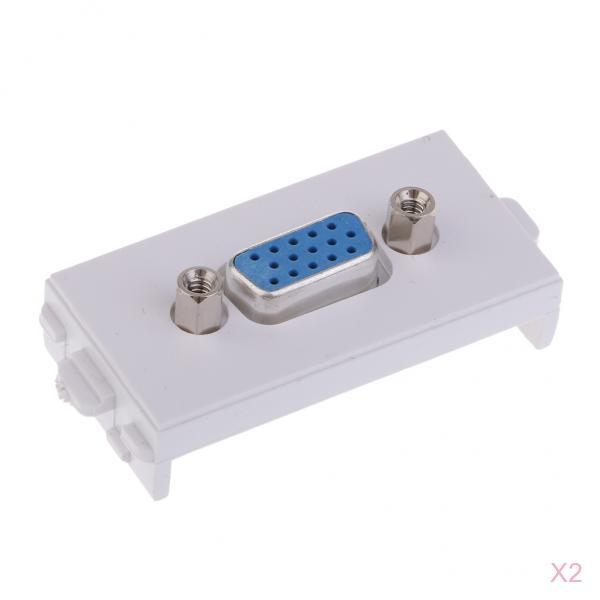 2 Packs VGA Wall Socket Module Wallplate Plug with Frame Directly Plug Type