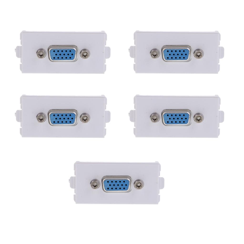 5 Packs VGA Wall Socket Module Wallplate Plug with Frame Directly Plug Type