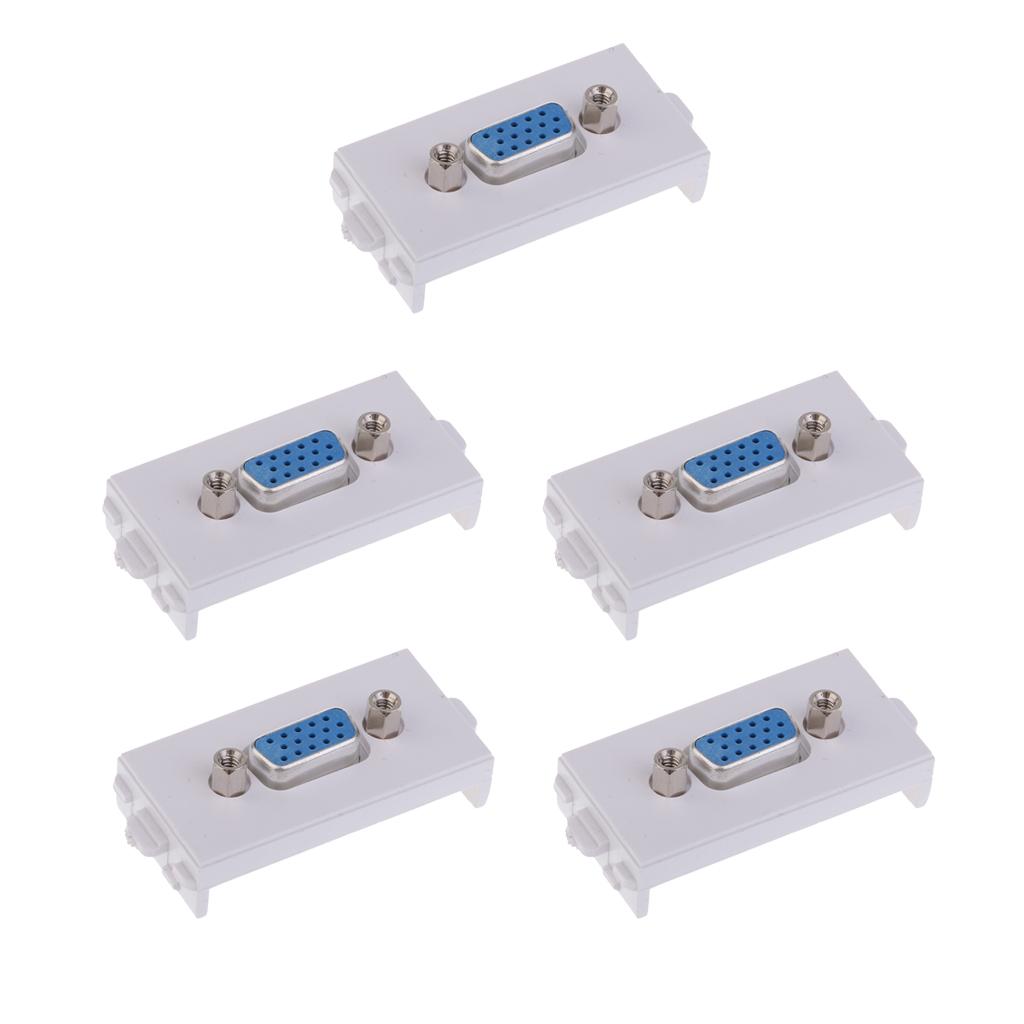 5 Packs VGA Wall Socket Module Wallplate Plug with Frame Directly Plug Type