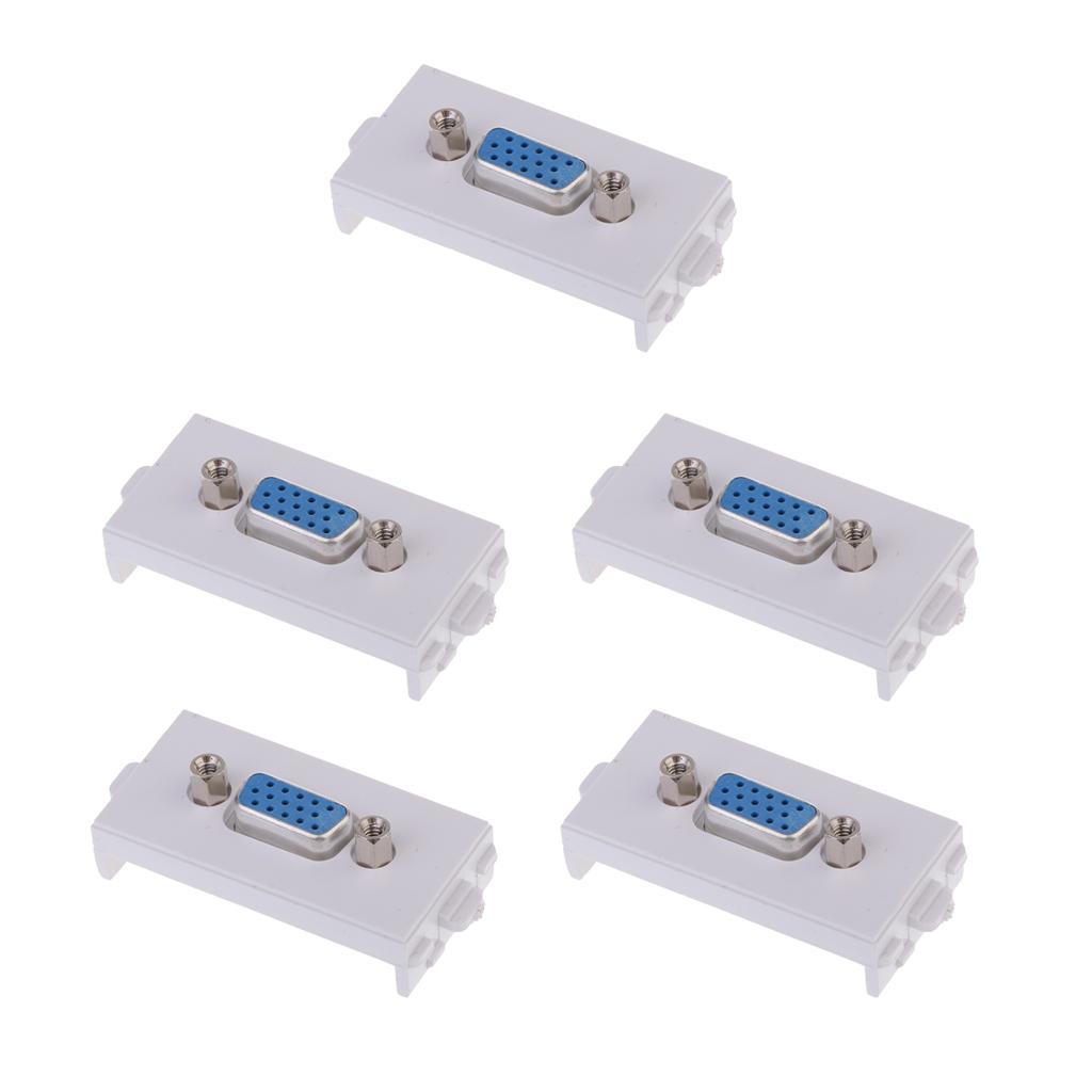5 Packs VGA Wall Socket Module Wallplate Plug with Frame Directly Plug Type