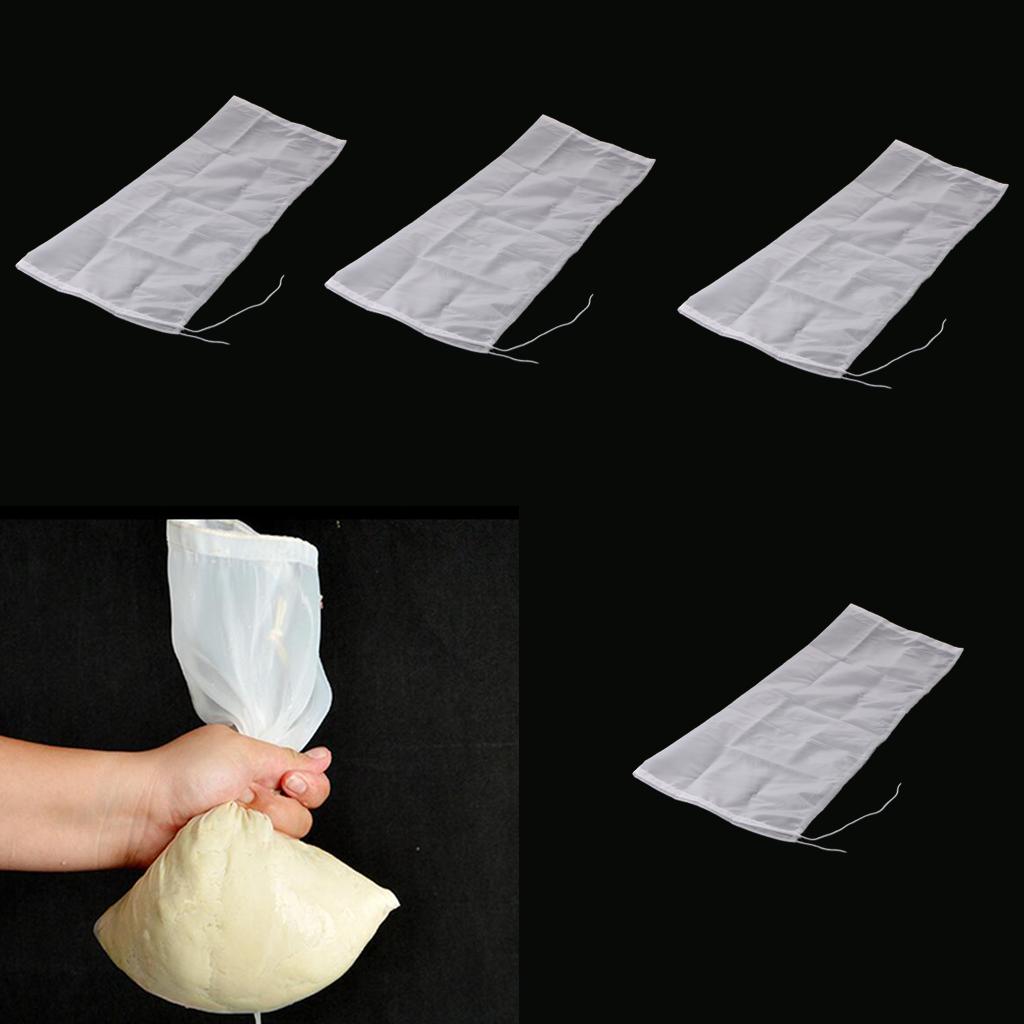 4 Pcs Nut Milk Cold Brew Coffee Juic Reusable Nylon Mesh Strainer Filter Bag
