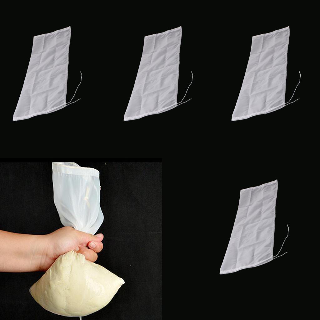 4 Pcs Nut Milk Cold Brew Coffee Juic Reusable Nylon Mesh Strainer Filter Bag