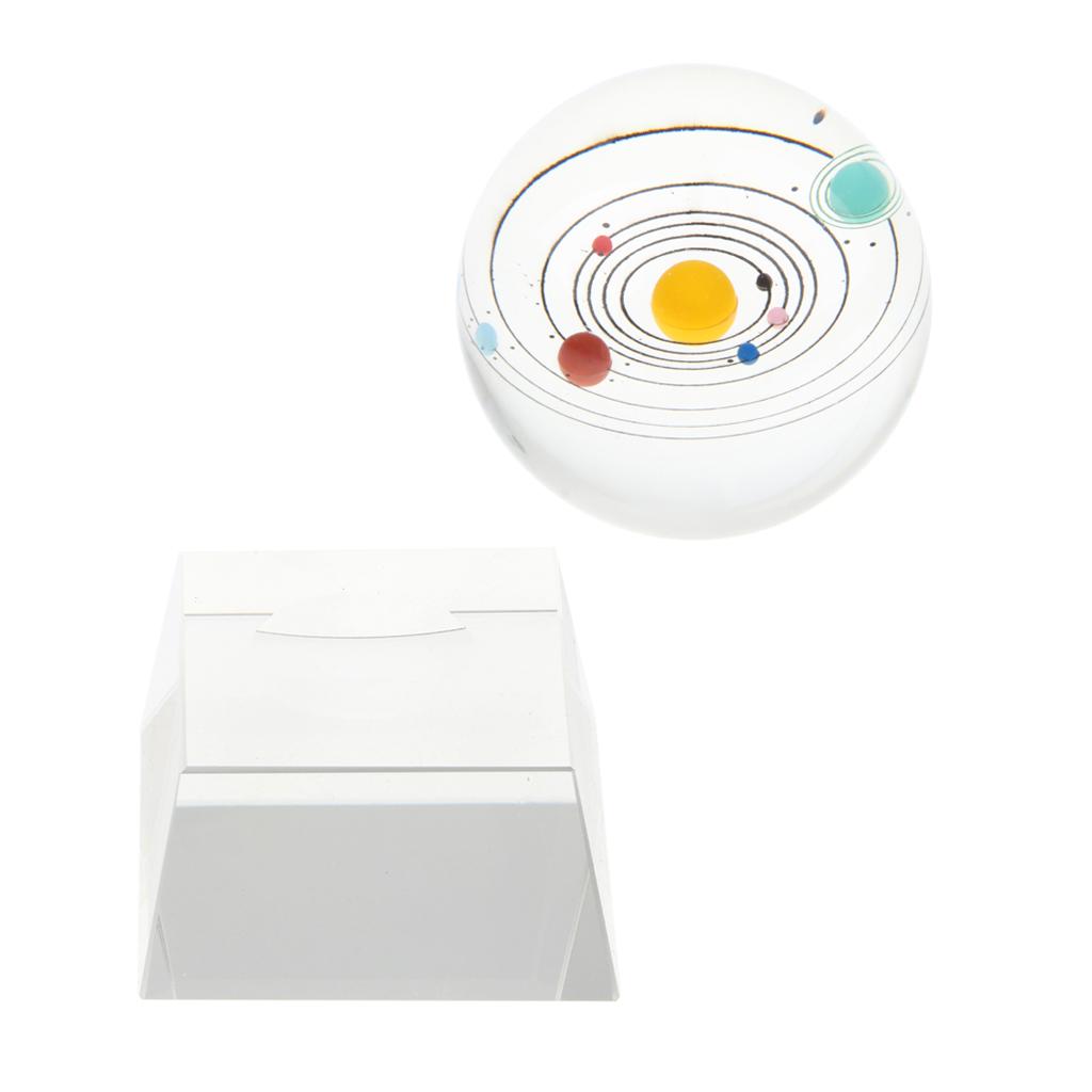 80mm Clear Solar System Crystal Ball Art Decor Photography Prop with Stand