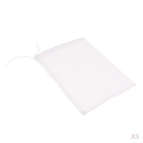 3 Pcs Milk Coffee Juice Reusable Nylon Mesh Strainer Filter Bag 15x20cm