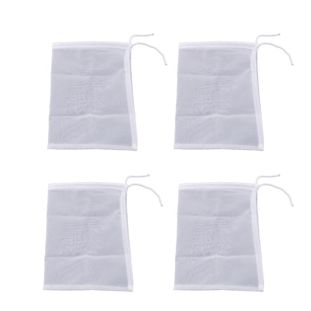 4 Pcs Milk Coffee Juice Reusable Nylon Mesh Strainer Filter Bag 15x20cm