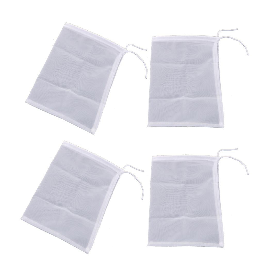 4 Pcs Milk Coffee Juice Reusable Nylon Mesh Strainer Filter Bag 15x20cm