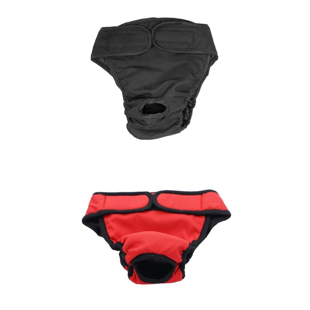 2 pcs Dog Physiological Pants Femal Dogs Sanitary Pant Diaper Black Red L