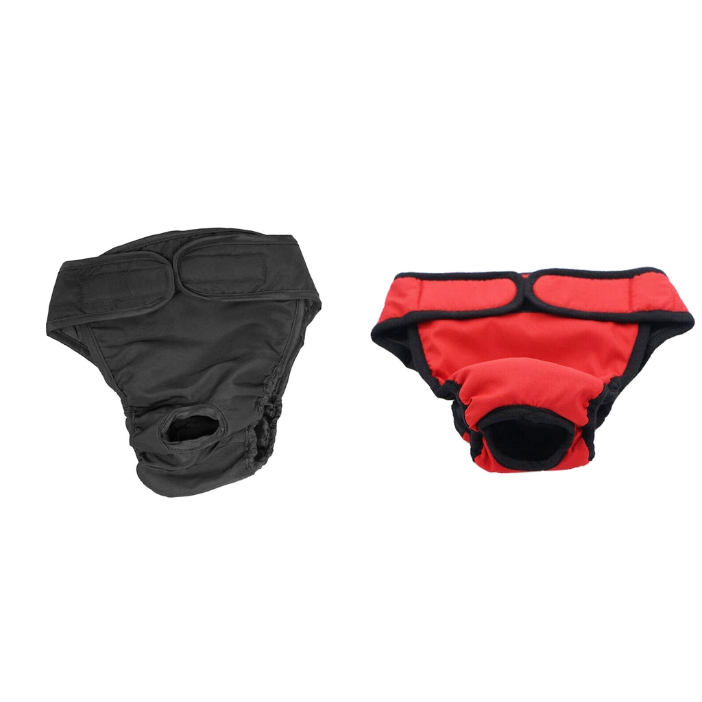 2 pcs Dog Physiological Pants Femal Dogs Sanitary Pant Diaper Black Red L