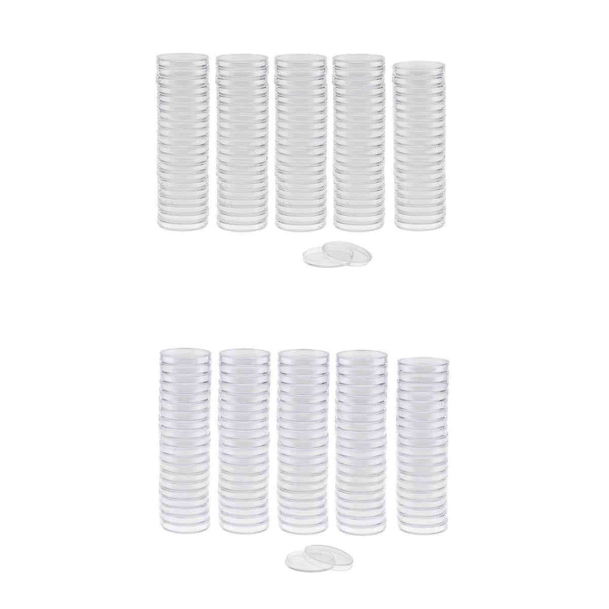 200x Clear Round Plastic Coin Capsules Container Storage Holder Case 30/37mm