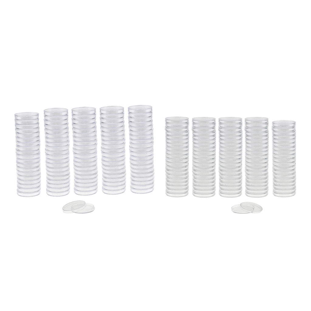200x Clear Round Plastic Coin Capsules Container Storage Holder Case 30/37mm