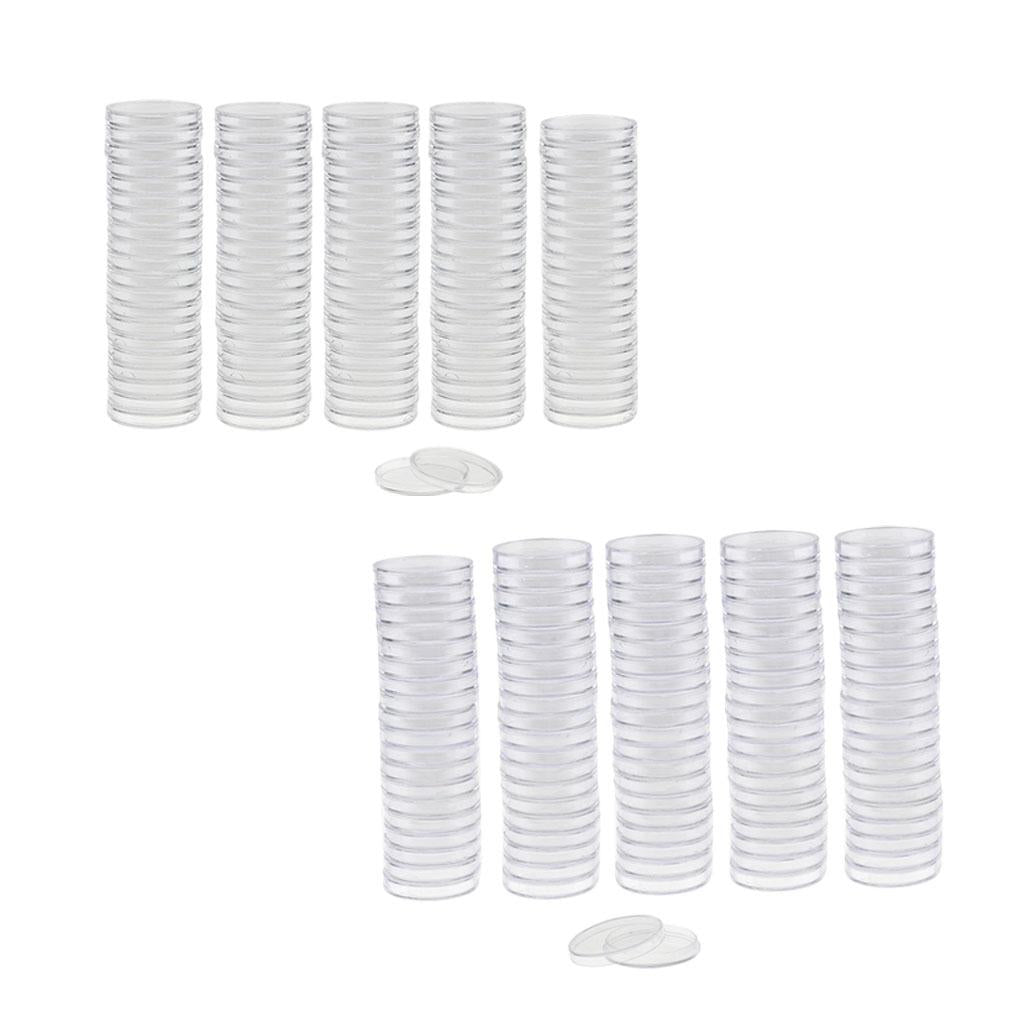 200x Clear Round Plastic Coin Capsules Container Storage Holder Case 30/37mm