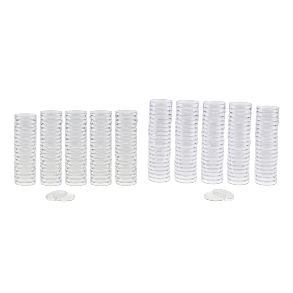 200x Clear Round Plastic Coin Capsules Container Storage Holder Case 30/37mm