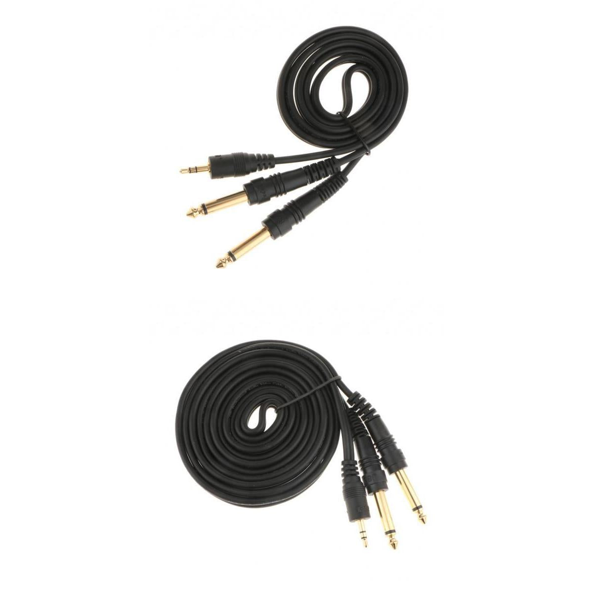 3.5mm to Double 6.5mm Adapter Male to Male Audio Cable Cord Wire 2m+1m