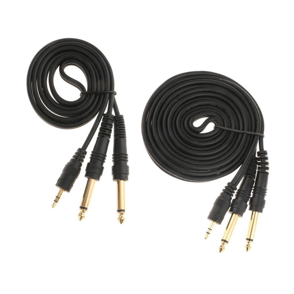 3.5mm to Double 6.5mm Adapter Male to Male Audio Cable Cord Wire 2m+1m