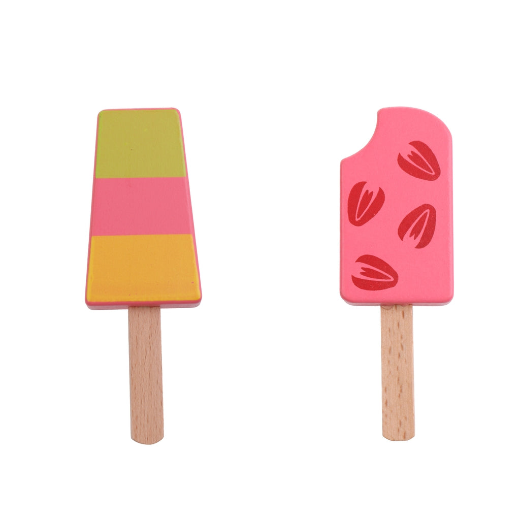 2 Pieces Wooden Mini Popsicle Food Play Set Kids Kitchen Pretend Play Toy