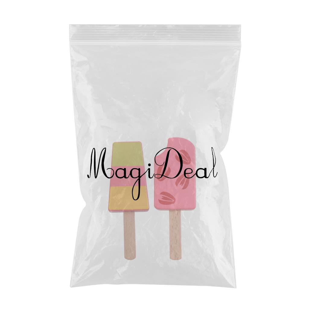 2 Pieces Wooden Mini Popsicle Food Play Set Kids Kitchen Pretend Play Toy