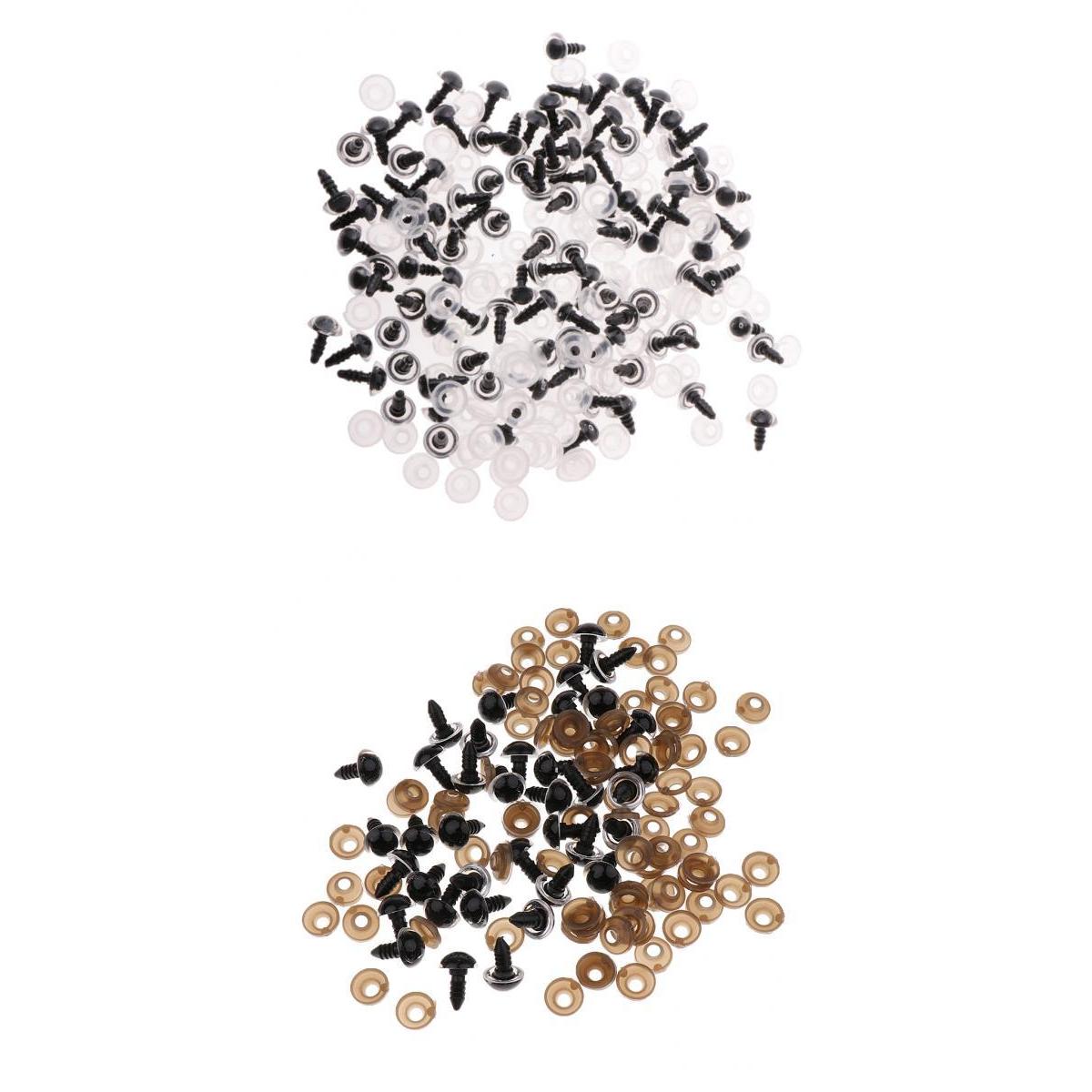 200 Pieces Plastic Safety Eyes for Bear Doll DIY Craft 10mm 12mm Clear