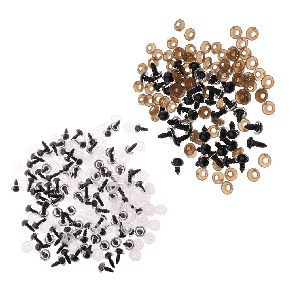 200 Pieces Plastic Safety Eyes for Bear Doll DIY Craft 10mm 12mm Clear