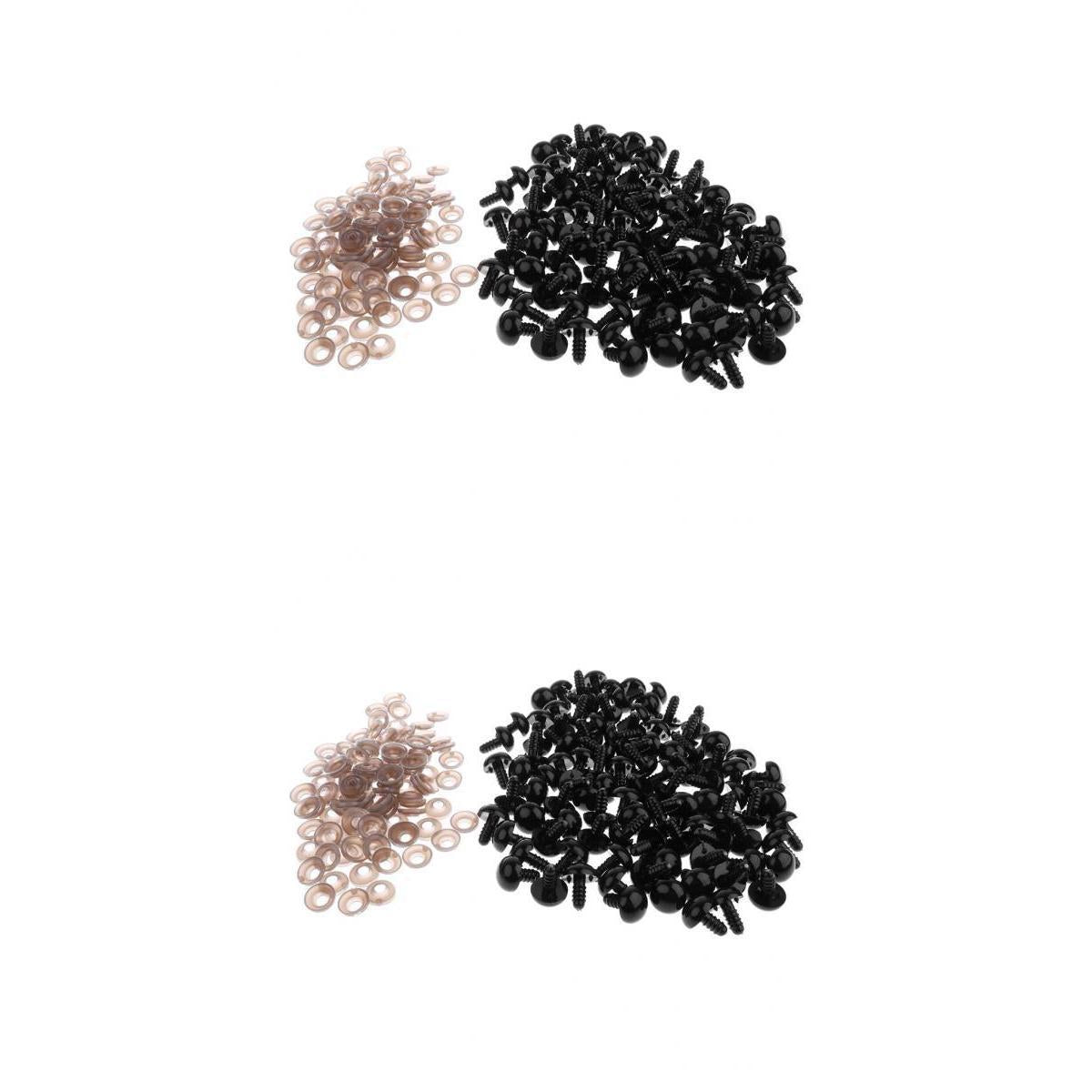 200pcs Black Plastic Safety Eye with Backs for Bear Doll DIY Craft 12mm 15mm