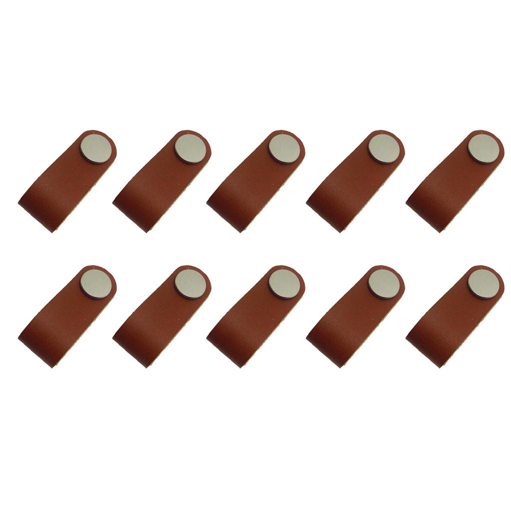 10x Handmade Leather Suitcase Handle Drawer Cabinet Leather Handle Pull Knob