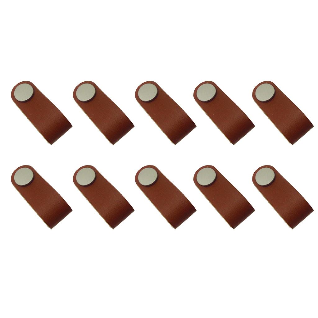 10x Handmade Leather Suitcase Handle Drawer Cabinet Leather Handle Pull Knob