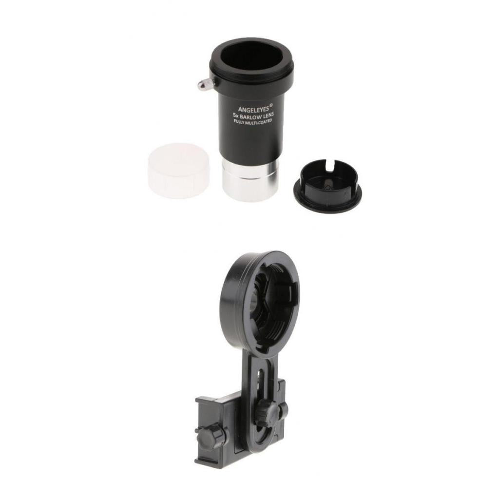 Barlow Lens Eyepiece 5X for Celestron + Smart Phone Telescope Adapter Mount