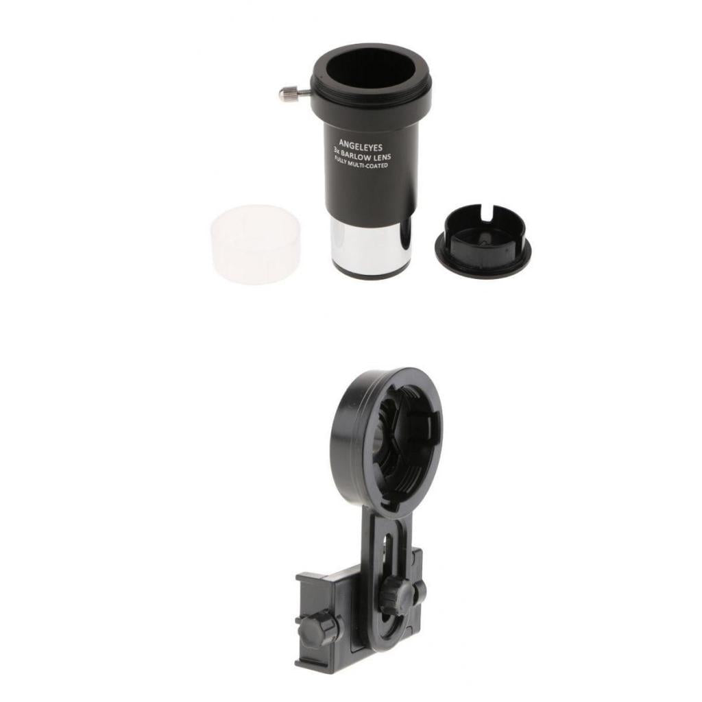 Barlow Lens Eyepiece 3X for Celestron + Smart Phone Telescope Adapter Mount
