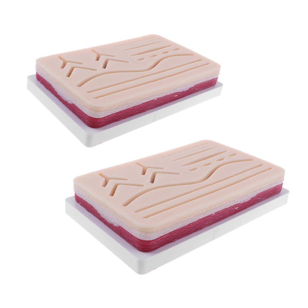 2 Sets Human Skin Wound Suture Pad Model Suturing Repeated Practice Kit