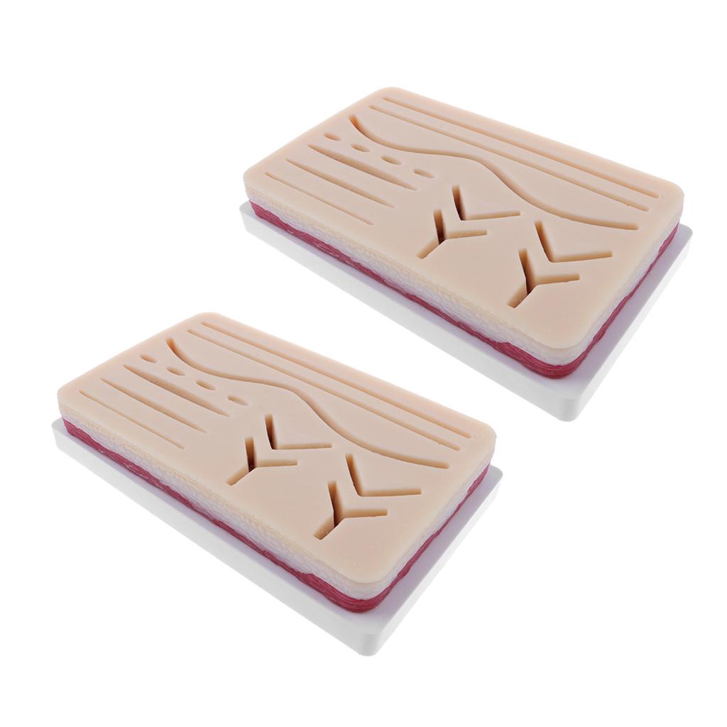 2 Sets Human Skin Wound Suture Pad Model Suturing Repeated Practice Kit